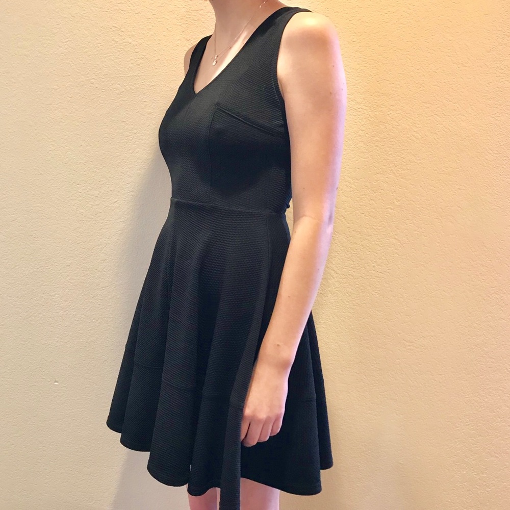 Love... Ady black textured fit n flare dress